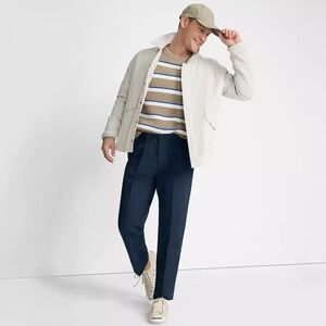 LANDS END New Pleated Front Navy Blue Preppy Chino Pants 36x34 Tall